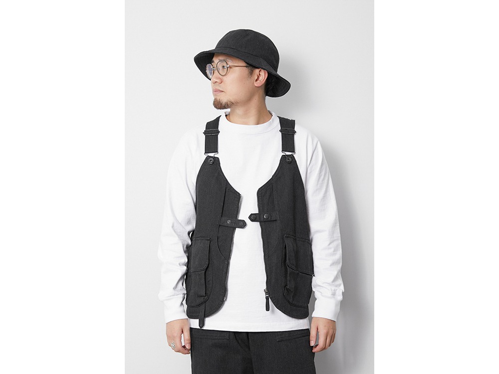 TAKIBI Denim Vest L Black