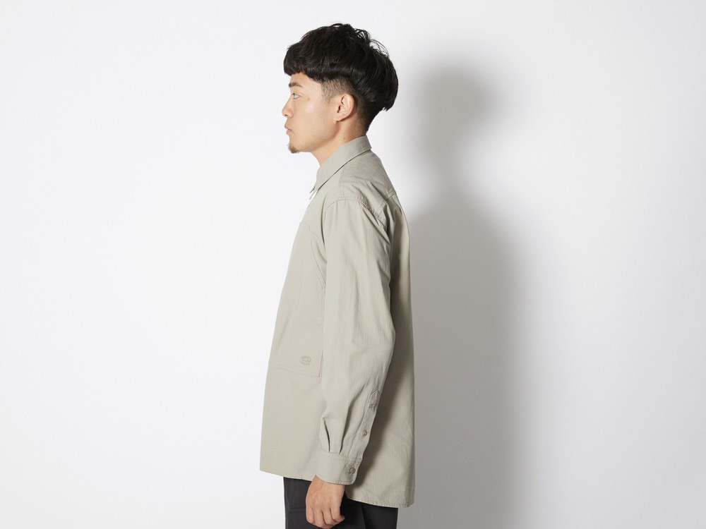 TAKIBI Light Ripstop L/S Shirt S Lightgrey