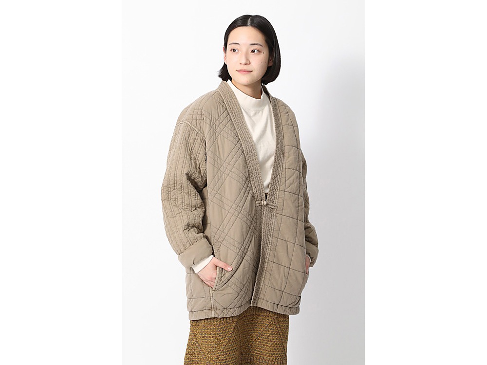 Patchwork Quilted NORAGI Jacket L Brown