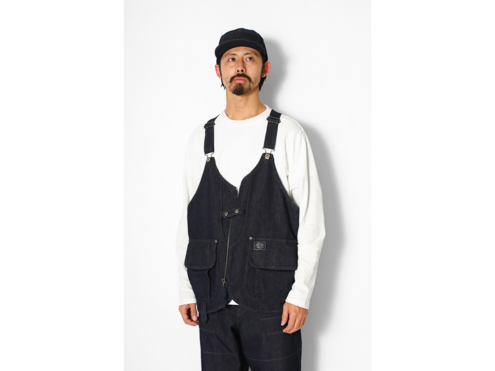 TAKIBI Denim Vest L Black