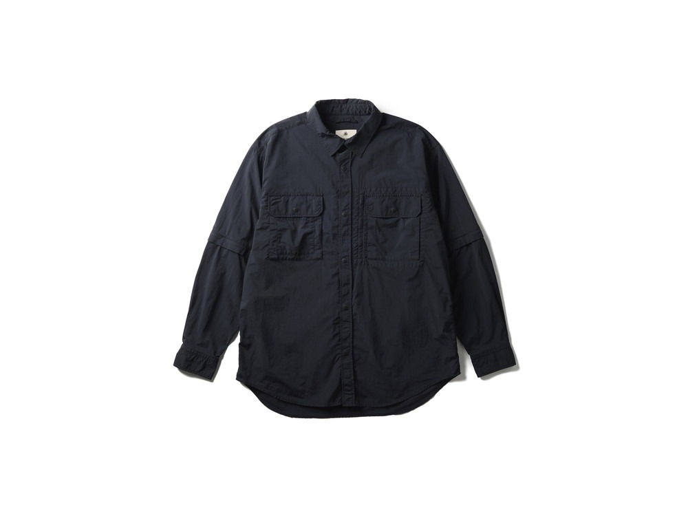 Garment Dyed Convertible Shirt L BLACK