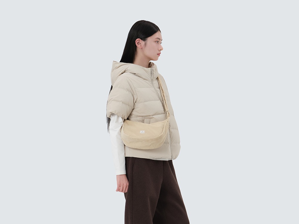 Corduroy Small Hobo Bag One LIGHT BEIGE