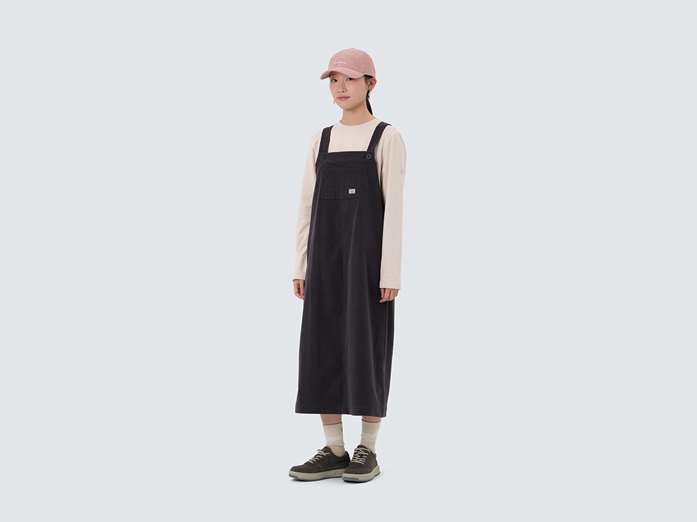 Corduroy Women's Overall Dress S DARK CHARCOAL