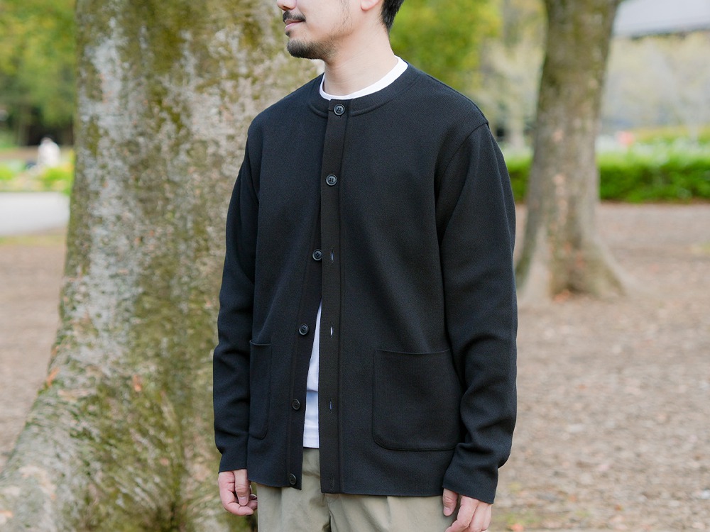 Co/Pe Knit Cardigan M BLACK