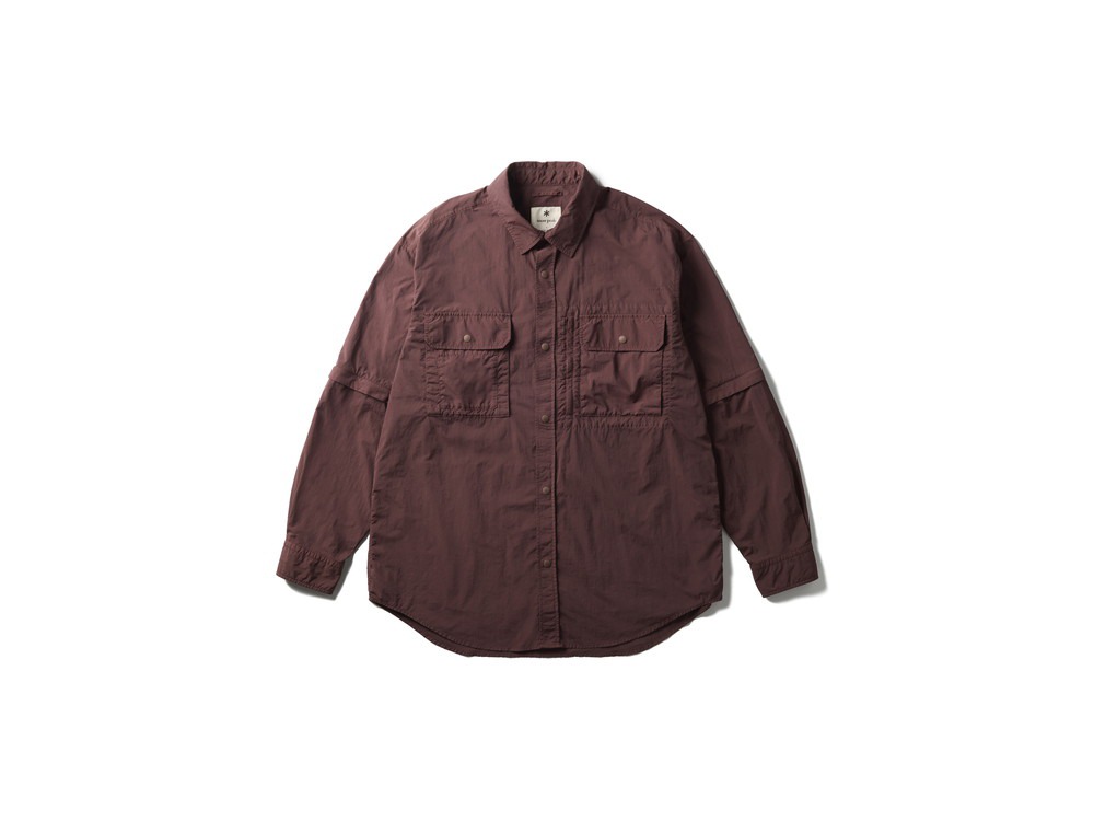 Garment Dyed Convertible Shirt S BROWN