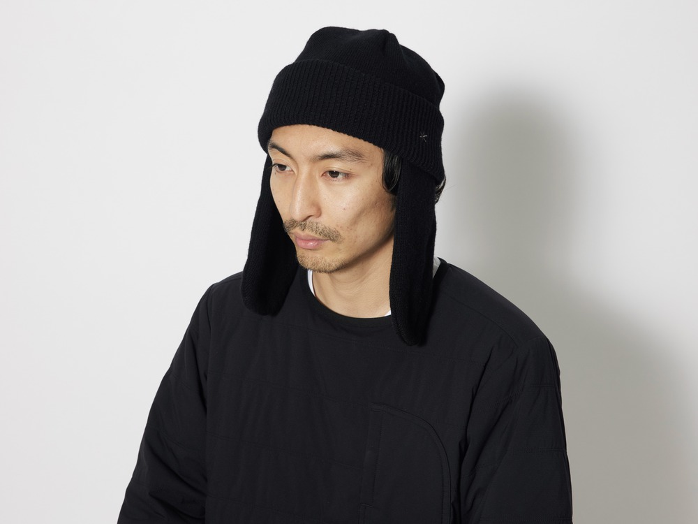 Knit Flight Cap One Black