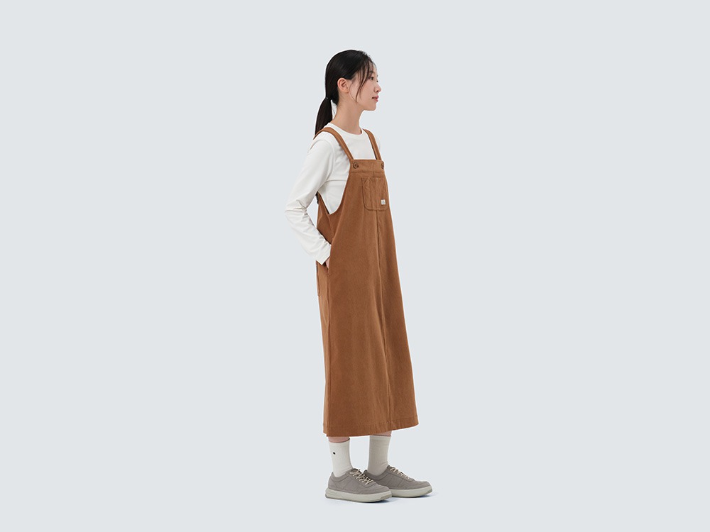 Corduroy Women's Overall Dress S BRICK