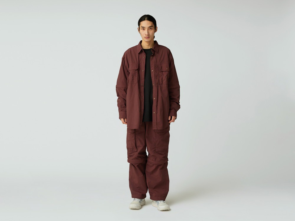 Garment Dyed Convertible Shirt L BLACK
